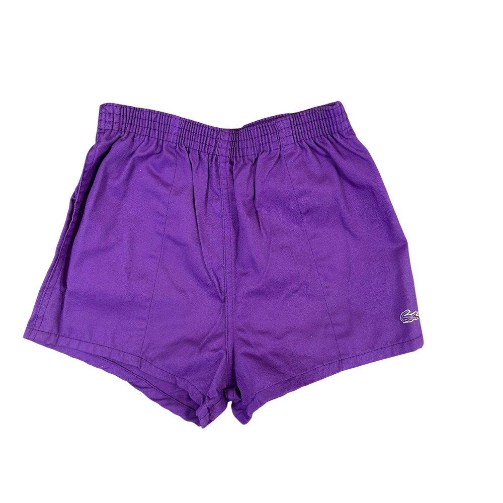 Vintage Izod Lacoste Purple Tennis Shorts Kids Large Made in USA Logo 11400